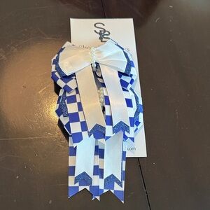 Equestrian Show the bows Blue and White Checkered Ribbon Bow